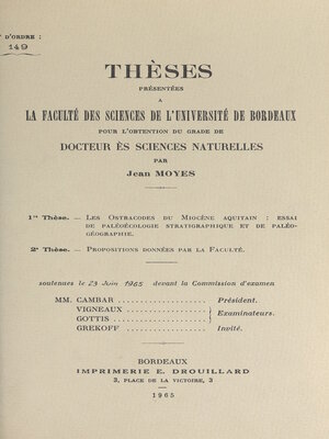 cover image of Les ostracodes du Miocène aquitain